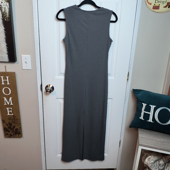Vintage B. Moss Elegant Modest Floral Sleeveless Maxi Tank Dress 6 Gray/Black - Picture 7 of 8
